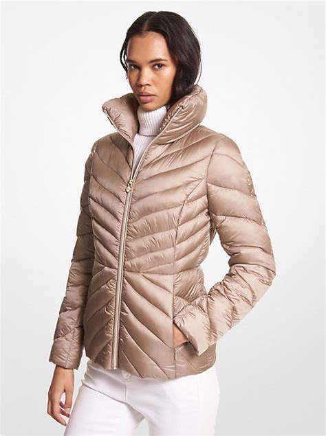 michael kors puffer jacket fur hood|Michael Kors packable puffer jacket.